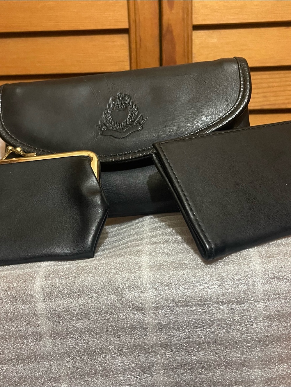 Black Leather Women’s Clutch Wallet Set